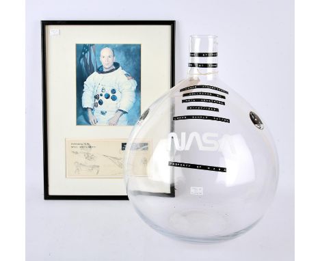 Story Musgrave, Signed Nasa First Day Cover, 1967; and a photograph.-  a pair of first issue, attached stamps with a continuo