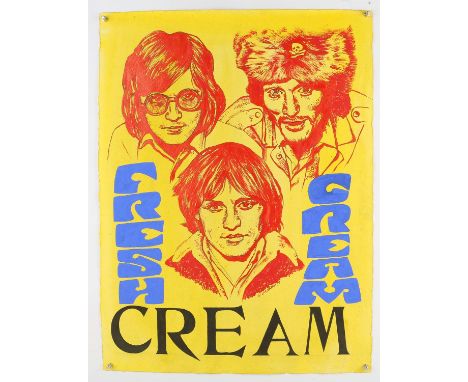 Cream 'Fresh Cream' - Original hand painted artwork on thick paper by John Judkins, signed and dated 67, flat, 57 x 76 cm.Bac