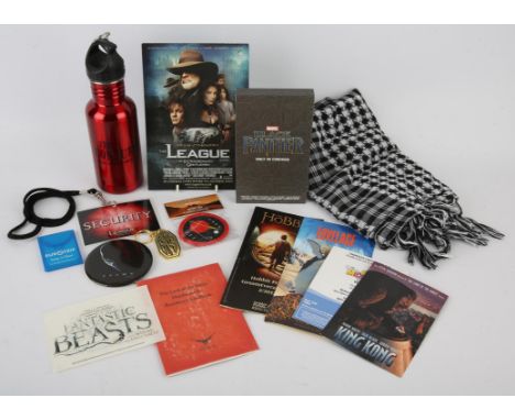 Movie Premiere items - A selection of items given out at Premieres. Mission Impossible Scarf, Fantastic Beasts keychain and d
