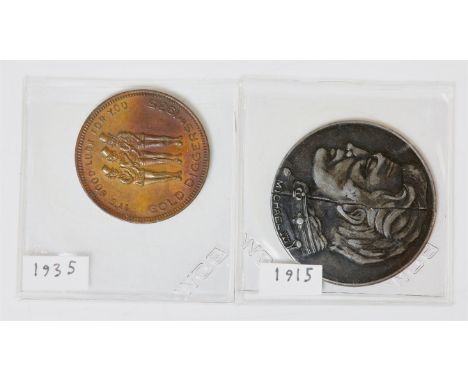 The Broken Coin and Gold Diggers of 1935, a pair of rare promotional coins.- comprises: the first, The Broken Coin (Universal