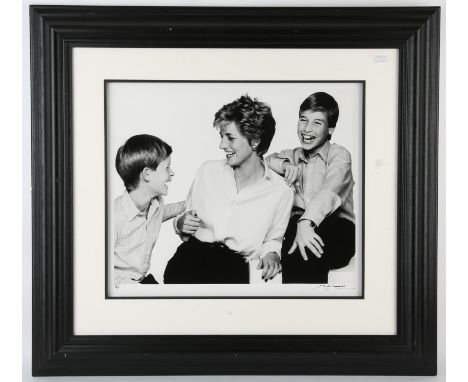 John Swannell (British, b. 1946) 'Diana, Prince Harry and Prince William',1994.- a limited edition black and white photograph