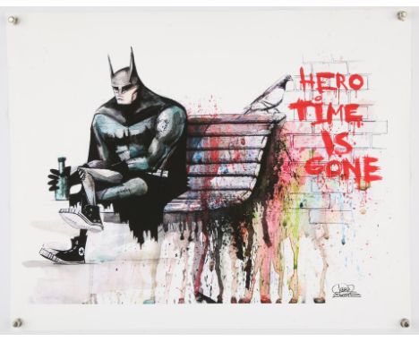 Lora Zombie (b. 1990) Batman, Hero of Time is Gone.- Signed art print, rolled, 51 x 40.2cm.Condition Report:  mint condition.