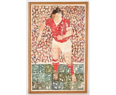 Christine Glanville (British, 1924-1999), Original artwork of a footballer, gouache on paper, 18 ½ x 30 inches, 20 ½ x 30 ½ i