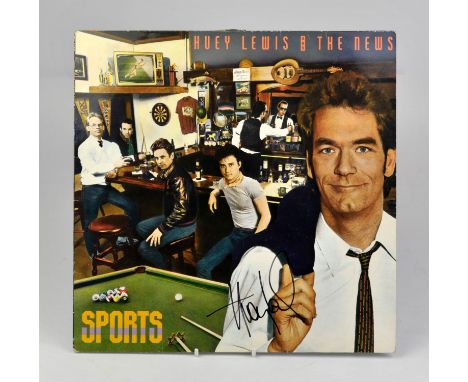 Autographs, Huey Lewis & The News, Sports Autographed vinyl record, signed in black marker pen by Huey Lewis, lead singer and