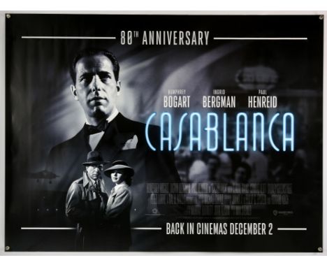 Casablanca (R-2022) British Quad 80th Anniversary film poster, BFI release, rolled, 30 x 40 inches. 