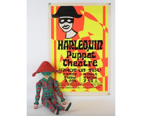 Harlequin Puppet Theatre.- an Original poster, created by Christine Glanville for the Harlequin Puppet Theatre, Rhos-On-Sea [