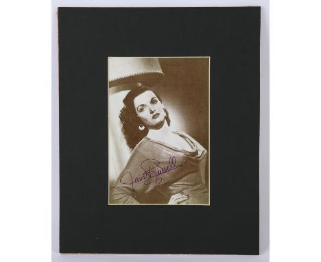 Jane Russell (1921-2011) American actress, a signed 5 x 7 inch photo print in mount. 