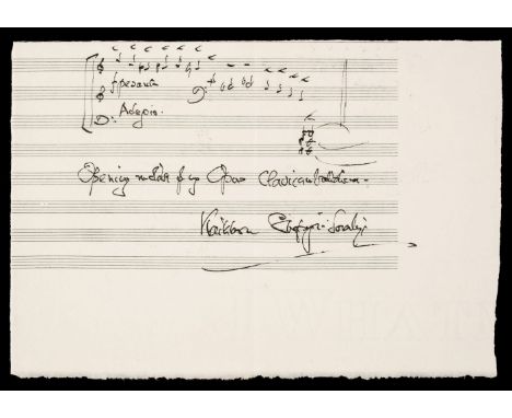 * Sorabji (Kaikhorsru Shapurji, 1892-1988). English Composer of Parsi Extraction. Autograph Musical Quotation Signed 'Kaikhos