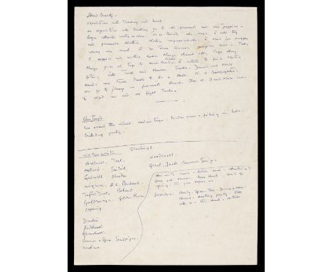 * Durrell (Gerald, 1925-1995). English writer and naturalist. Autograph Manuscript (unsigned), no place, no date, circa 1973-