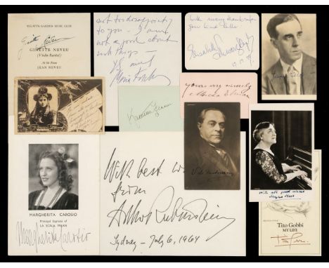* Music Autographs. A collection of 27 assorted autograph items of musical performers, mostly 20th century, including signed 