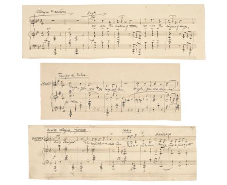 * Dunhill (Thomas, 1877-1946). English Composer and Writer. A collection of six autograph musical quotations from his work Ta