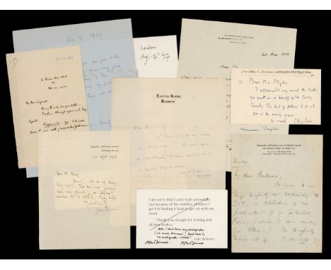 * Literary Autographs. A group of 13 autograph letters signed and two typed letters signed, 20th century, autographs letters 