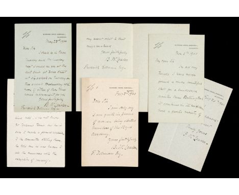 * Leader (Benjamin Williams, 1832-1923). English Artist. A good series of 7 autograph letters signed, 'B.W. Leader, Burrows C
