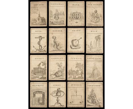 * Sketchley (James, publisher). New Invented Conversation Cards, 1770, 17 (of 48 or 52?) copper engraved playing cards, each 