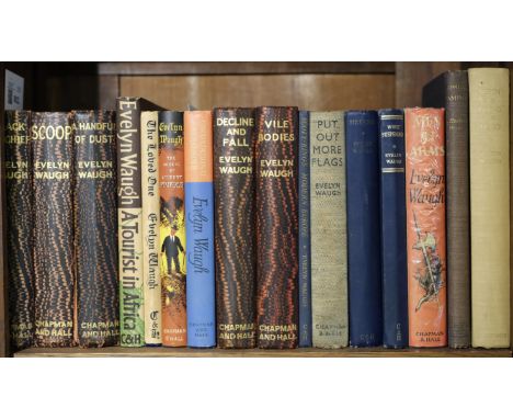Waugh (Evelyn). Black Mischief, 1932; A Handful of Dust, 1934; Scoop, 1938, 1st editions, illustrations, a little light spott