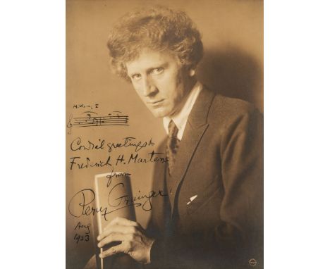 * Grainger (Percy, 1882-1961). Australian composer and pianist. Photograph signed, 'Percy Grainger, Aug[ust] 1923', sepia bro