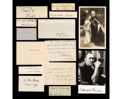 * Literary Autographs. A group of 18 literary autographs, 19th &amp; 20th century, including a signed vintage real photo post