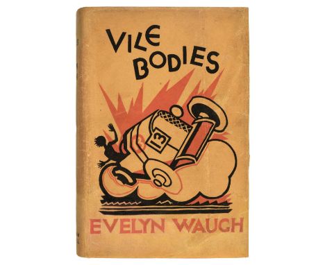 Waugh (Evelyn). Vile Bodies, 1st edition, London: Chapman &amp; Hall, 1930, advertisement leaf at end, original patterned clo
