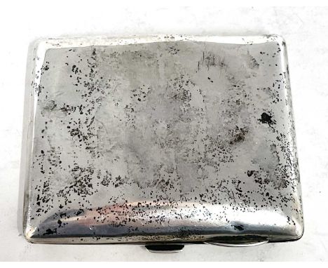 Hallmarked silver cigarette case of curved plain form having push clasp and thumb piece opening to a gilt interior, hallmarke