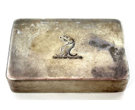 Victorian silver vesta box case with striker, the plain polished lid engraved with an eagle's head, hallmarked London 1879, m