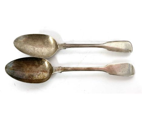 Mixed Lot: Victorian silver fiddle and thread patterned tablespoon, London 1850 together with a Georgian fiddle pattern table