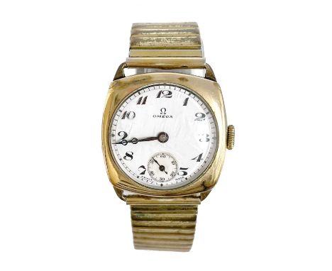 A vintage Omega wristwatch on expanding bracelet, manually crown wound movement with 15 jewels.  Inside the case back reads '