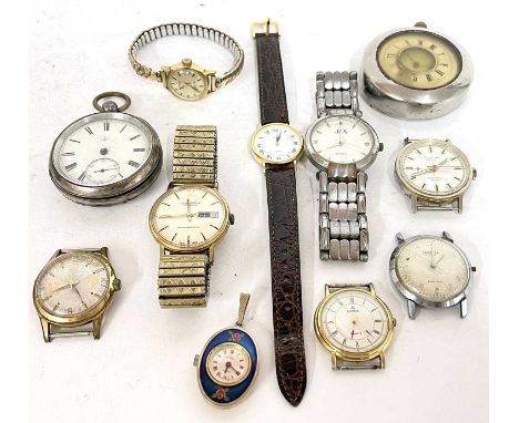 Mixed lot of various gents and ladies wristwatches along with one silver pocket watch and another white metal pocket watch st