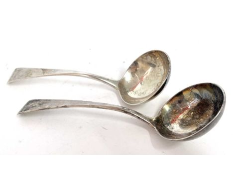 Pair of George III silver sauce ladles engraved with a monogram, London 1814, makers mark for William Bateman I, 116 gms