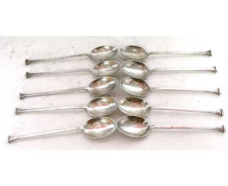 Ten George V silver seal top teaspoons, Sheffield 1923, makers mark for Cooper Bros &amp; Sons Ltd, 86 gms