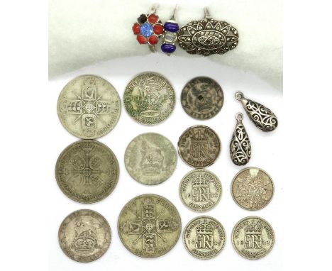 Mixed silver rings and further silver, combined 81g. P&amp;P Group 1 (£14+VAT for the first lot and £1+VAT for subsequent lot