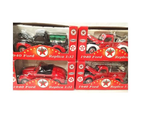 Four Texaco 1/32 scale Ford vehicles, comprising of pick up, breakdown crane, fire engine, service station and pace car. All 