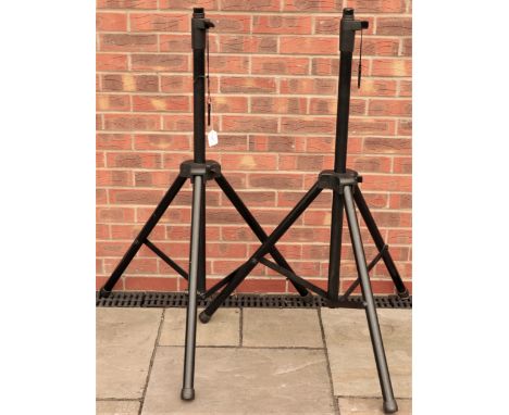 Pair of heavy duty, damped, telescopic PA speaker stands in carry bag, maximum height 2.1 metres. Not available for in-house 