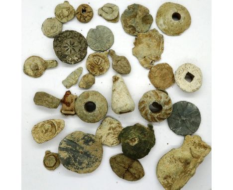 Collection of lead artefacts to include ornaments, totems, spinning whorls. P&amp;P Group 0 (£5+VAT for the first lot and £1+