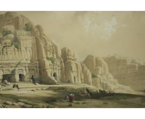 After David Roberts (British 1796-1864), 'Petra, March 8th 1835', lithograph. H.58 W.72cm. 