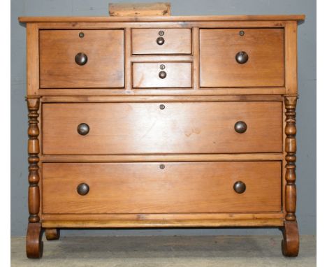 Mahogany chest of two short drawers flanked by two deep drawers all above two long drawers 
