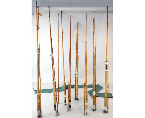 Collection of split cane and other fishing rods by R Chapman & Co.