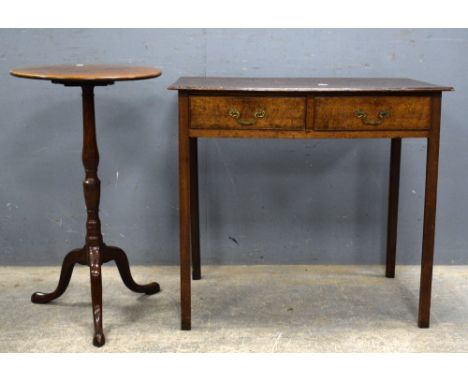 19th century oak side table and a tilt top tripod table