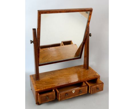 19th century mahogany bedroom mirror with three drawers to base 