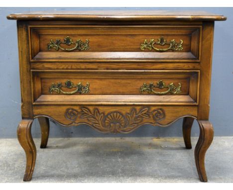 Walnut cabinet on chest, and an oak chest of two drawers