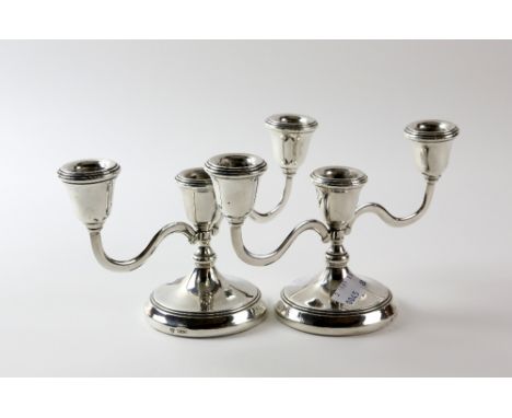 Pair of three-light candelabra by GP, Birmingham 1985