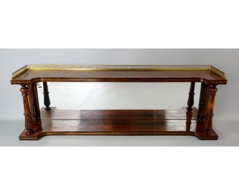 19th century rosewood mirror back wall shelf, 29cm x 85cm 