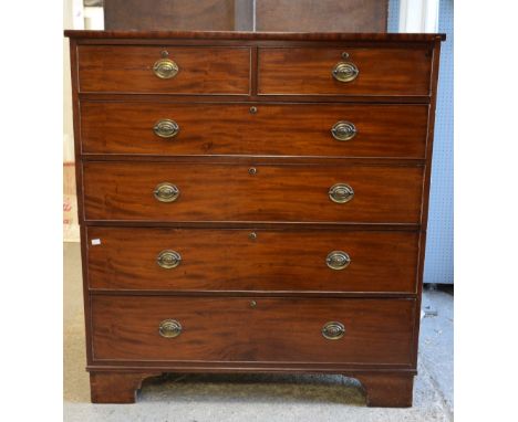 19th century mahogany chest of two short and four long drawers (cut)