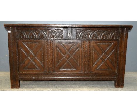 18th century oak coffer and a trunk 