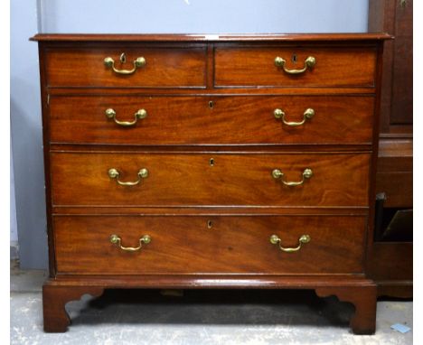 19th century mahogany chest of two short and three graduated long drawers