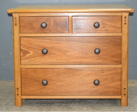 20th century oak bedside chest with two short and two long drawers 