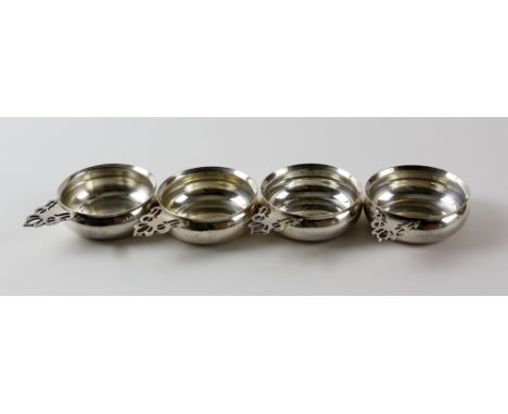 Set of four sterling silver Taste Du Vin shaped bowls/salts by R L B