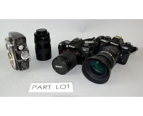Quantity of scientific instruments and cameras including a Sankyo cine camera, and a Cine Kodak Eight model 20, exposure metr