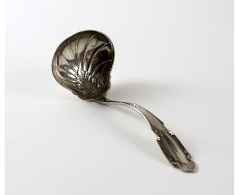 Large bowl organic form sterling silver ladle, by P and B 