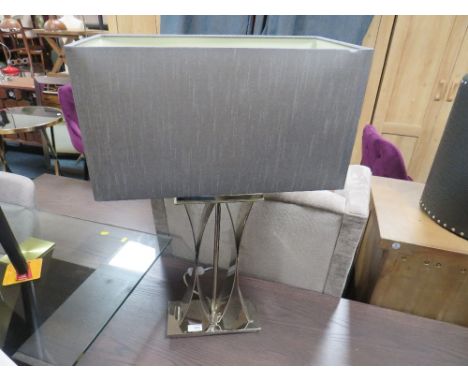 A MODERN CHROMED TABLE LAMP &amp; SHADE, OVERALL H 75 cm