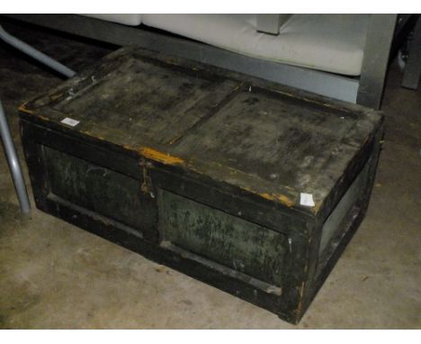 A VINTAGE WOODEN TRUNK A/F